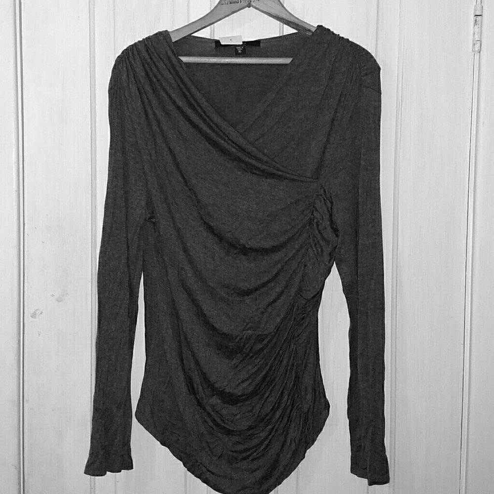 Off center long sleeve blouse